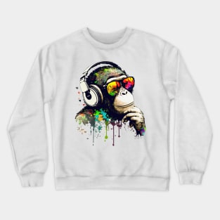 Pondering Dj Chimp color splash monkey Crewneck Sweatshirt